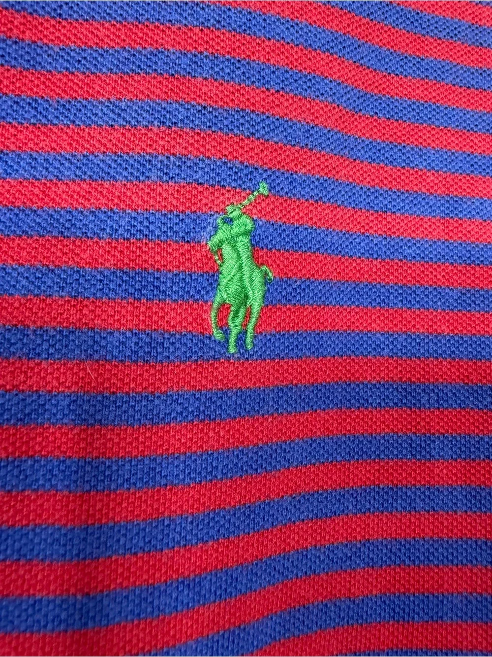 Polo Ralph Lauren Men’s XL Red Blue‎ Striped Polo Shirt Green Pony Cotton